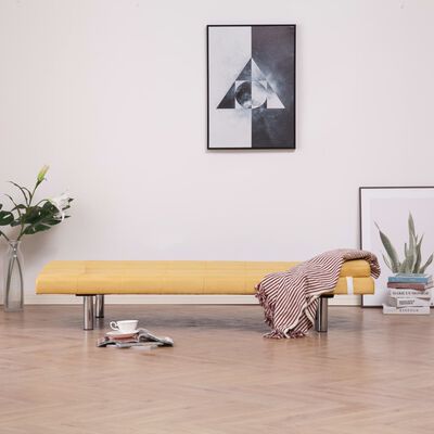 vidaXL Sofa-lova su dviem pagalvėm, geltonos spalvos, poliesteris
