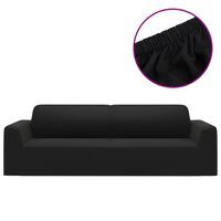 vidaXL Trivietės sofos užvalkalas, juodas, džersio poliesteris