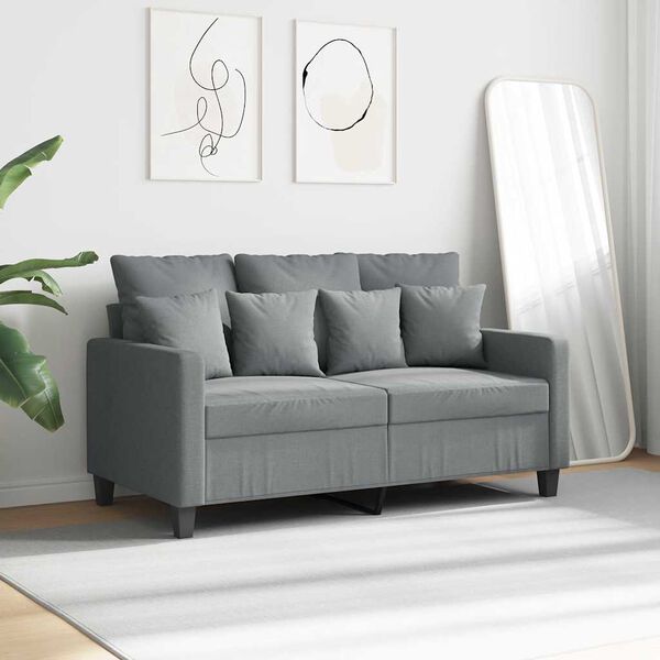 vidaXL Dvivietė sofa, &scaron;viesiai pilkos spalvos, 120cm, audinys