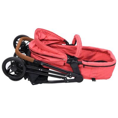 vidaXL Vaikiškas vežimėlis 3-1, raudonos ir juodos spalvos, plienas
