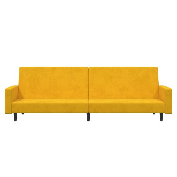 vidaXL Dvivietė sofa-lova, geltonos spalvos, aksomas