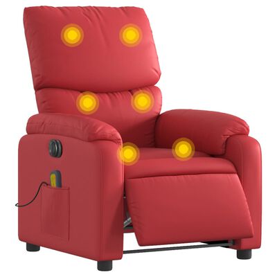 vidaXL Elektrinis atlošiamas masažinis krėslas, raudonas, dirbtinė oda