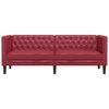 vidaXL Trivietė chesterfield sofa, raudonojo vyno sp., dirbtinė oda