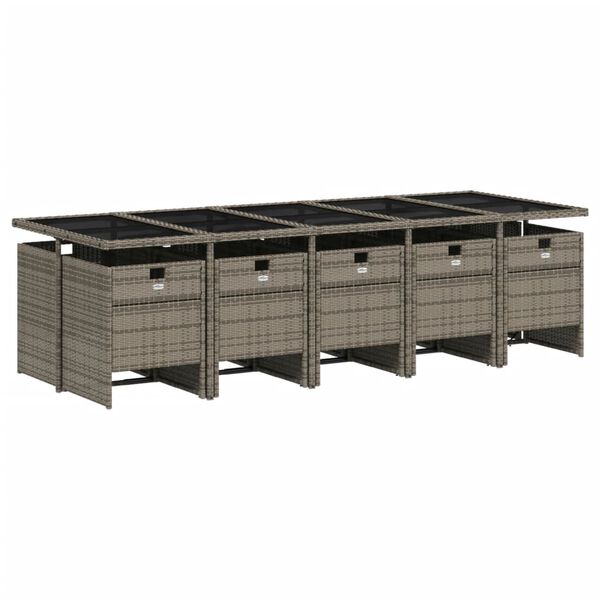 vidaXL Sodo komplektas su pagalvėlėmis, 11 dalių, pilkas, poliratanas