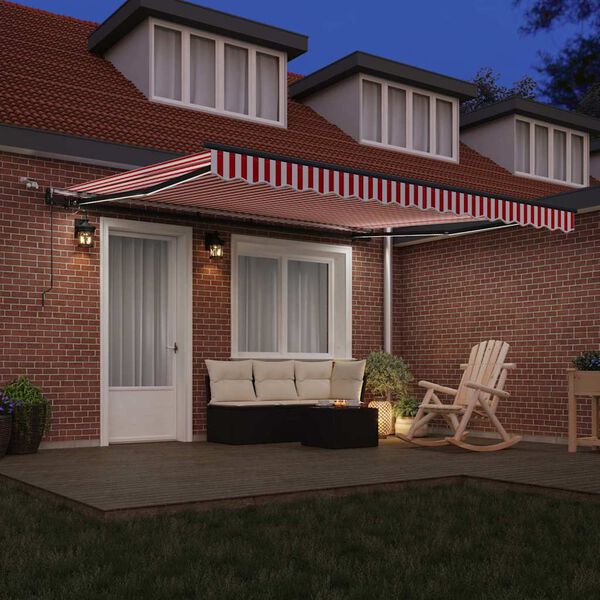 vidaXL Skėtis Audinys su Raudona ir balta 400 &times; 300 cm Poliesteris