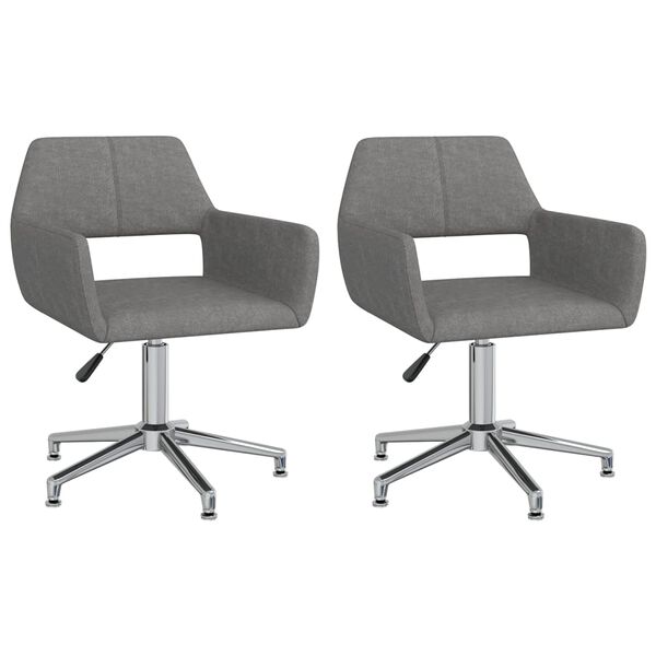 vidaXL Pasukamos valgomojo kėdės, 2vnt., &scaron;viesiai pilkos, audinys