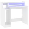 vidaXL Ra&scaron;omasis stalas su LED ap&scaron;vietimu, baltas, 97x45x90cm, mediena