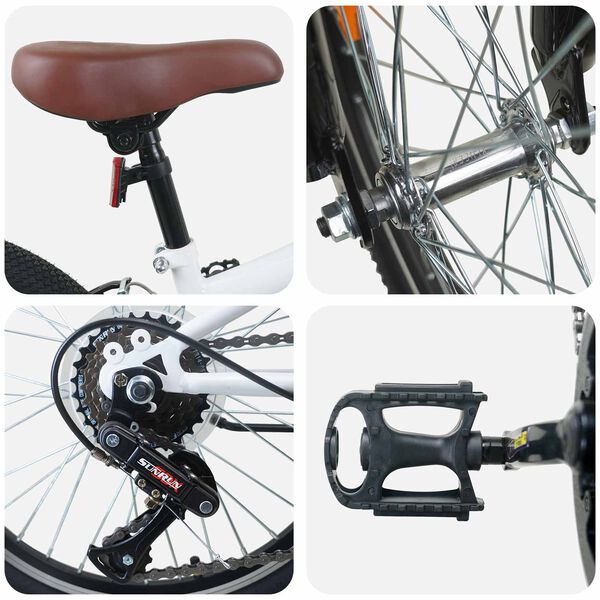 vidaXL Kids Mountain Bike 20 Colių 6-Speed 5-8 metų amžiaus Balta