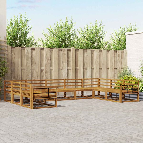 vidaXL Lauko sofos komplektas 9 pcs Natūrali Kietos akacijos mediena