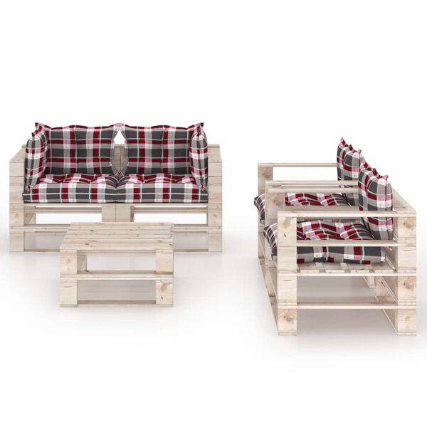 vidaXL Sodo komplektas i&scaron; palečių su pagalvėlėmis, 5 dalių, pu&scaron;is