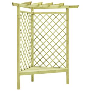 vidaXL Kampinė pergolė su sėdyne, 130x130x197cm, impregnuota pu&scaron;is