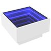 vidaXL Kavos staliukas su LED, baltas, 50x50x30cm, apdirbta mediena