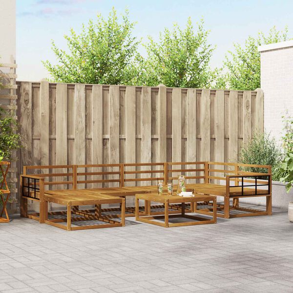 vidaXL Lauko sofos komplektas 7 pcs Natūrali Kietos akacijos mediena