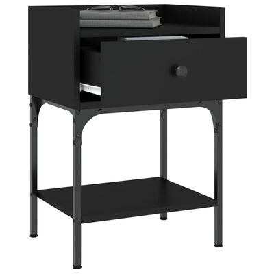 vidaXL Naktinis staliukas, juodas, 40,5x31x60cm, apdirbta mediena