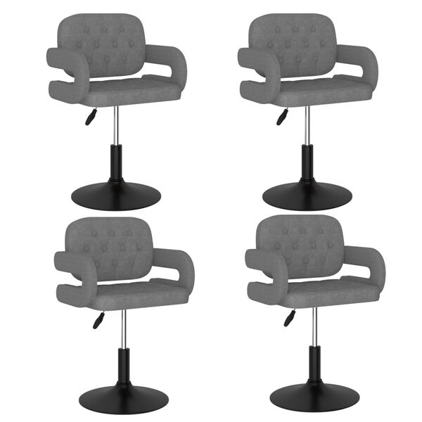 vidaXL Pasukamos valgomojo kėdės, 4vnt., &scaron;viesiai pilkos, audinys