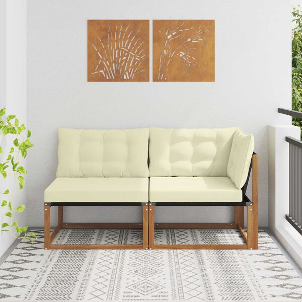 vidaXL Vidurinė ir kampinė sofa su pagalve 2 Vienetas Natūrali