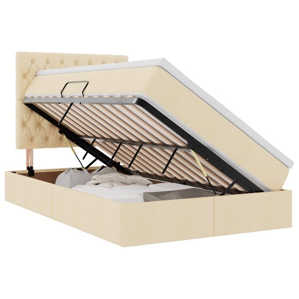 vidaXL Lova su daiktų laikymo vieta ir čiužiniu Kremas 120 x 200 cm