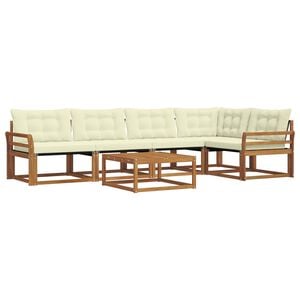 vidaXL Lauko sofos komplektas su pagalve 6 pcs Natūralus ir grietinėlė