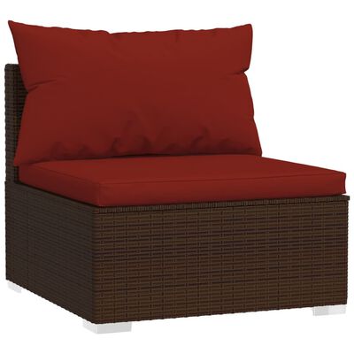 vidaXL Keturvietė sofa su pagalvėlėmis, rudos spalvos, poliratanas