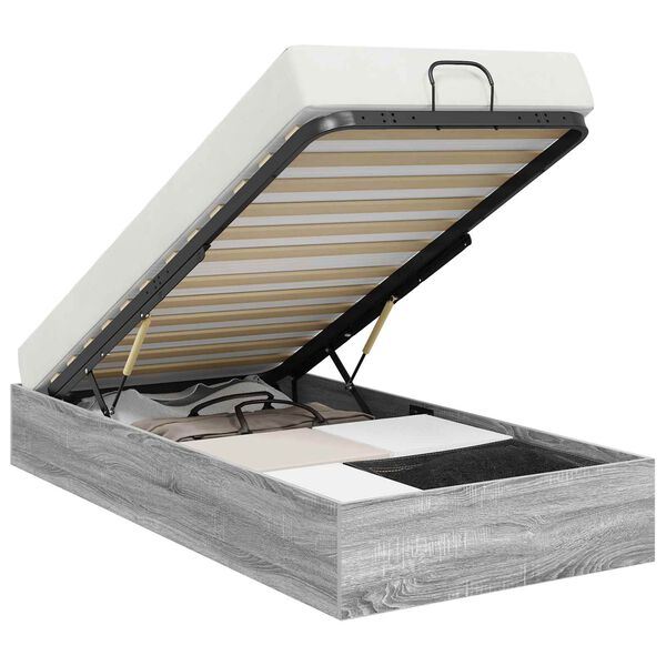 vidaXL Otomano lovos rėmas su saugykla Pilkas Sonoma 193 x 120 x 25 cm