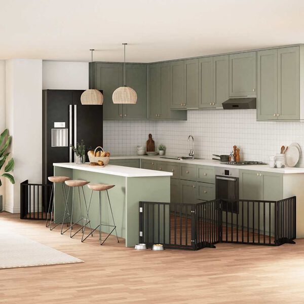 vidaXL Varteliai &scaron;unims su durimis, 12 segmentų, juodi, 960cm, tuopa