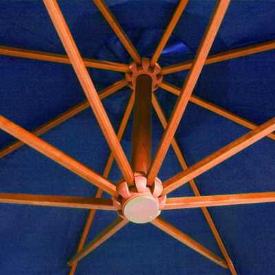 vidaXL Kabantis skėtis su stulpu, mėlynas, 3,5x2,9m, eglės masyvas