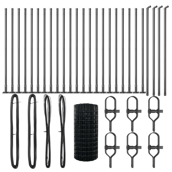 vidaXL Tvora su stulpais Pilka 0,4 x 50 m Plienas ir PVC