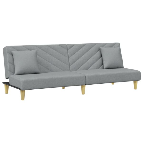 vidaXL Dvivietė sofa-lova su pagalvėmis ir pakoja, pilka, audinys