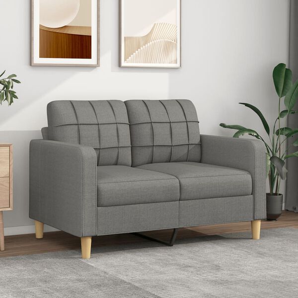 vidaXL Dvivietė sofa, tamsiai pilkos spalvos, 120cm, audinys