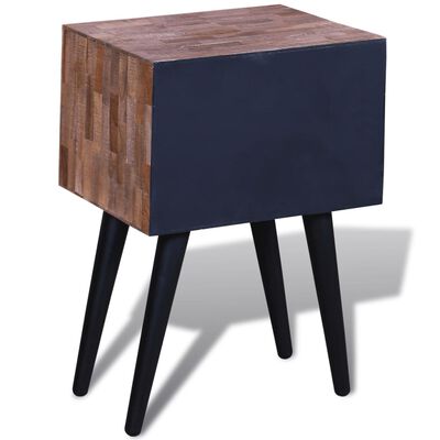 vidaXL Naktinis staliukas su 2 stalčiais, perdirbta tikmedžio mediena