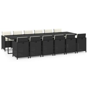 vidaXL Sodo komplektas su pagalvėlėmis, 13 dalių, juodas, poliratanas