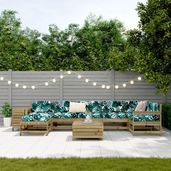 vidaXL Sodo sofos komplektas, 9 dalių, impregnuota pu&scaron;ies mediena