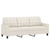 vidaXL Trivietė sofa su pagalvėmis, kreminė, 180cm, dirbtinė oda