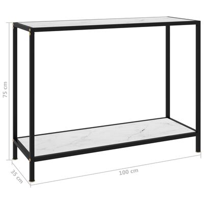 vidaXL Konsolinis staliukas, baltas, 100x35x75cm, grūdintas stiklas