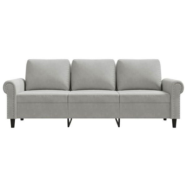vidaXL Trivietė sofa, &scaron;viesiai pilkos spalvos, 180cm, aksomas