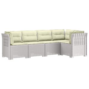 vidaXL 5-vietė sodo sofa su pagalvėlėmis Rataninio i&scaron;vaizdos PP Balta
