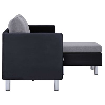 vidaXL Trivietė sofa su pagalvėlėmis, juodos sp., dirbtinė oda