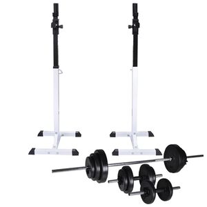 vidaXL &Scaron;tangos-pritūpimų stovas su &scaron;tanga ir hantelių rinkiniu, 30,5kg