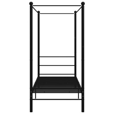 vidaXL Lovos rėmas su baldakimu, juodos spalvos, 100x200cm, metalas