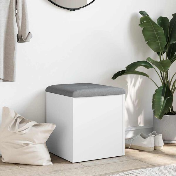 vidaXL Suoliukas daiktadėžei, baltas, 42x42x45cm, inžinerinė mediena