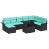 vidaXL Sodo Sofų Rinkinys su pagalve 9 pcs Juoda Poli ratanas