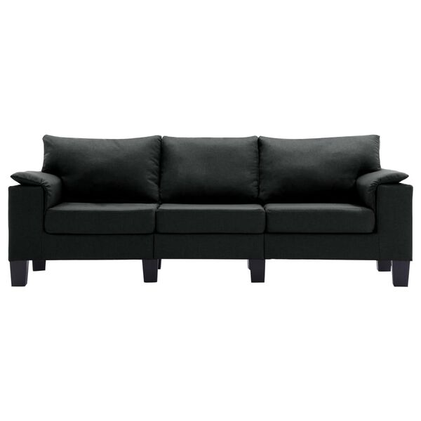 vidaXL Trivietė sofa, juodos spalvos, audinys