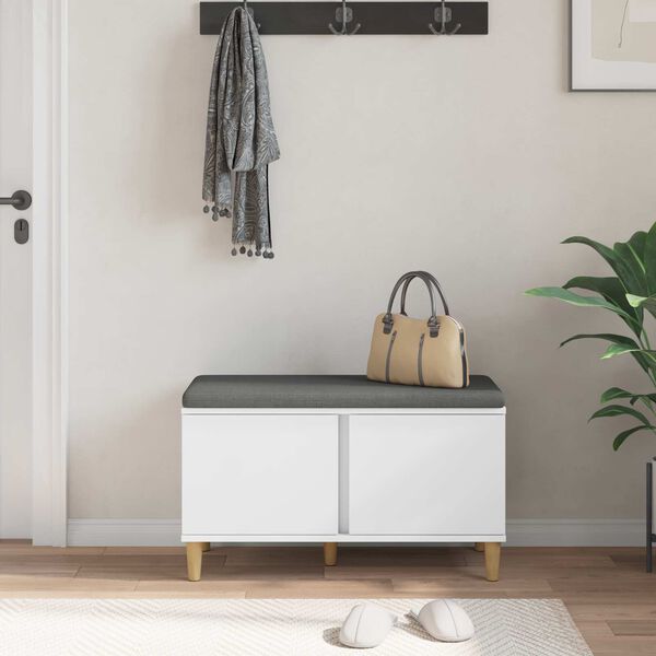 vidaXL Koridoriaus suolas su pagalve su saugykla Balta 80 x 38 x 46 cm