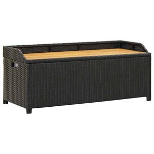 vidaXL Sodo suoliukas-daiktadėžė, juodos spalvos, 120cm, poliratanas