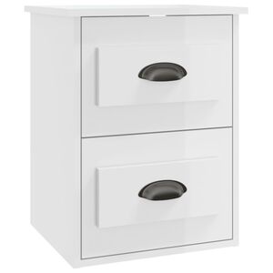 vidaXL Sieninė naktinė spintelė, balta, 41,5x36x53cmcm, blizgi