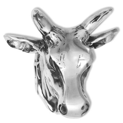 vidaXL Karvės galvos dekoracija, sieninė, aliuminis, sidabro sp.