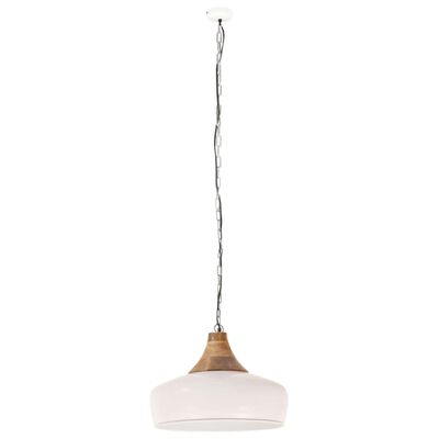 vidaXL Pakabinamas šviestuvas, baltas, geležis ir mediena, 35cm, E27