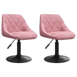 vidaXL Pasukamos valgomojo kėdės, 2vnt., rožinės spalvos, aksomas