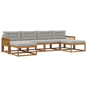 vidaXL Lauko sofos komplektas 6 pcs Natūrali ir &scaron;viesiai pilka
