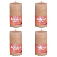 Bolsius Žvakės Shine, 4vnt., blanki rožinė, 130x68mm, cilindro formos